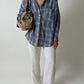 Relaxed checked shirt | Blue / ecru