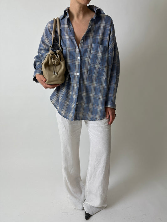 Relaxed checked shirt | Blue / ecru