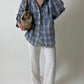 Relaxed checked shirt | Blue / ecru