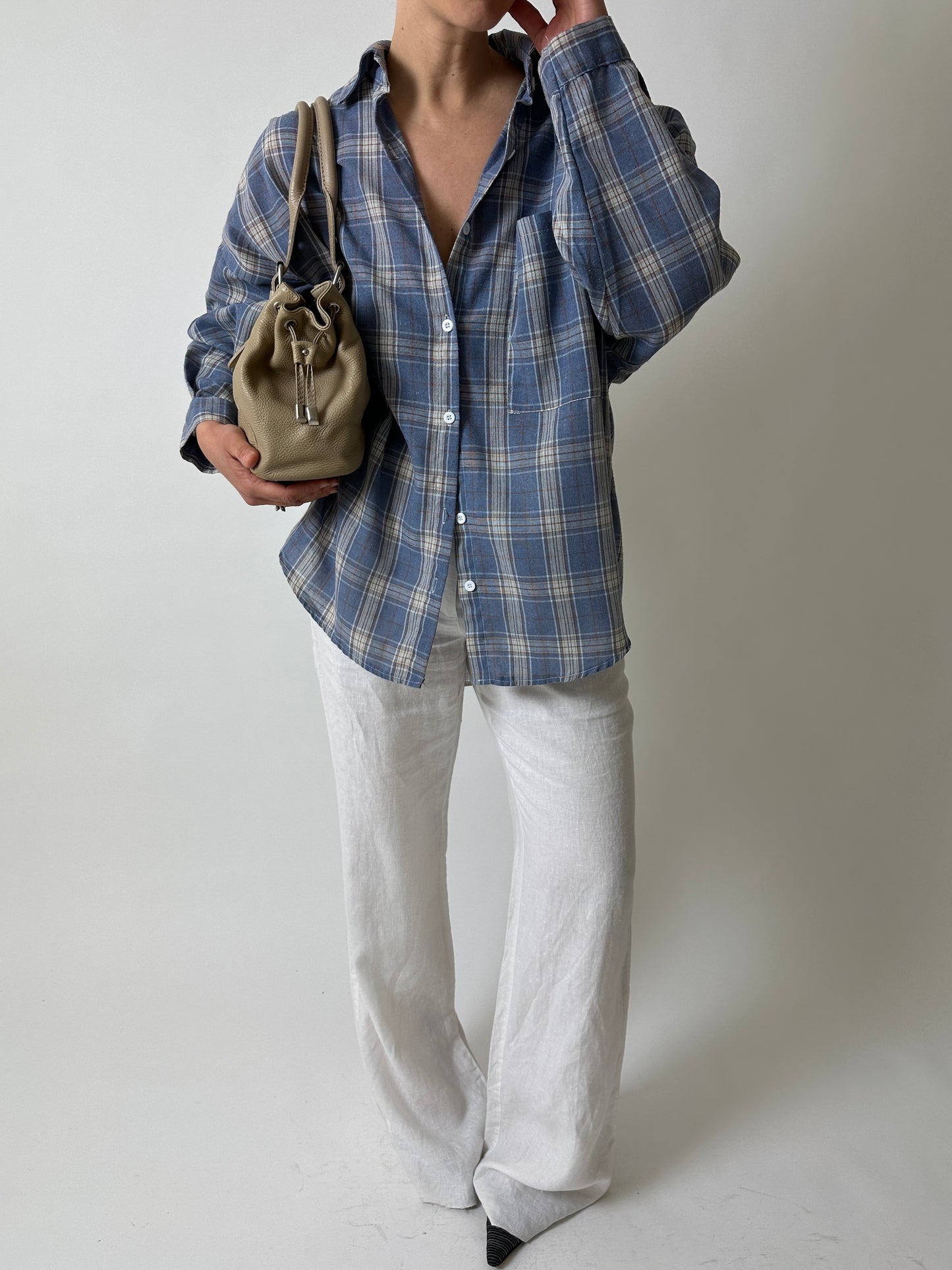 Relaxed checked shirt | Blue / ecru