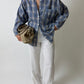 Relaxed checked shirt | Blue / ecru