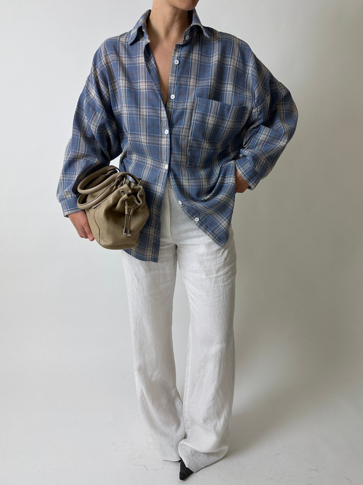 Relaxed checked shirt | Blue / ecru
