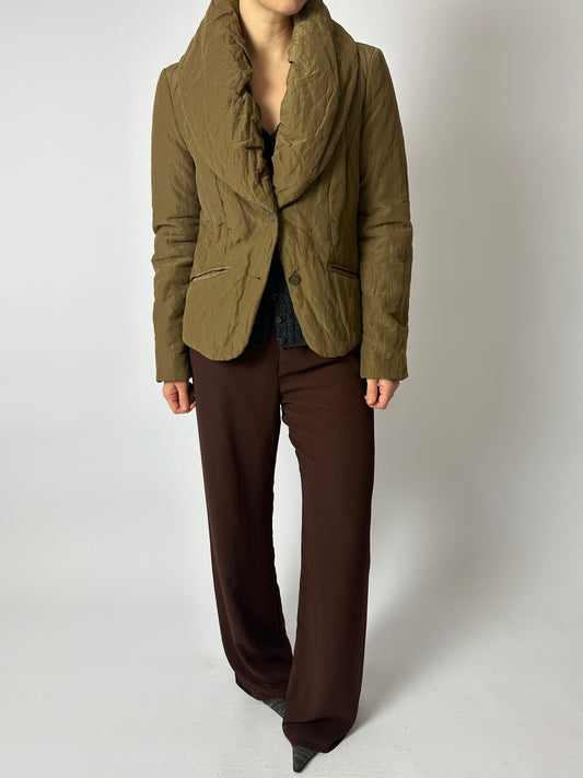 Cropped padded jacket  | Dark olive