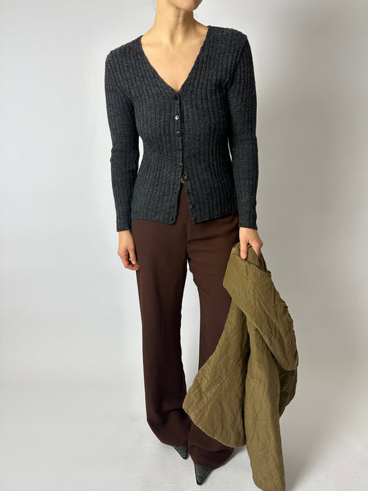 Fitted cardigan | Dark grey