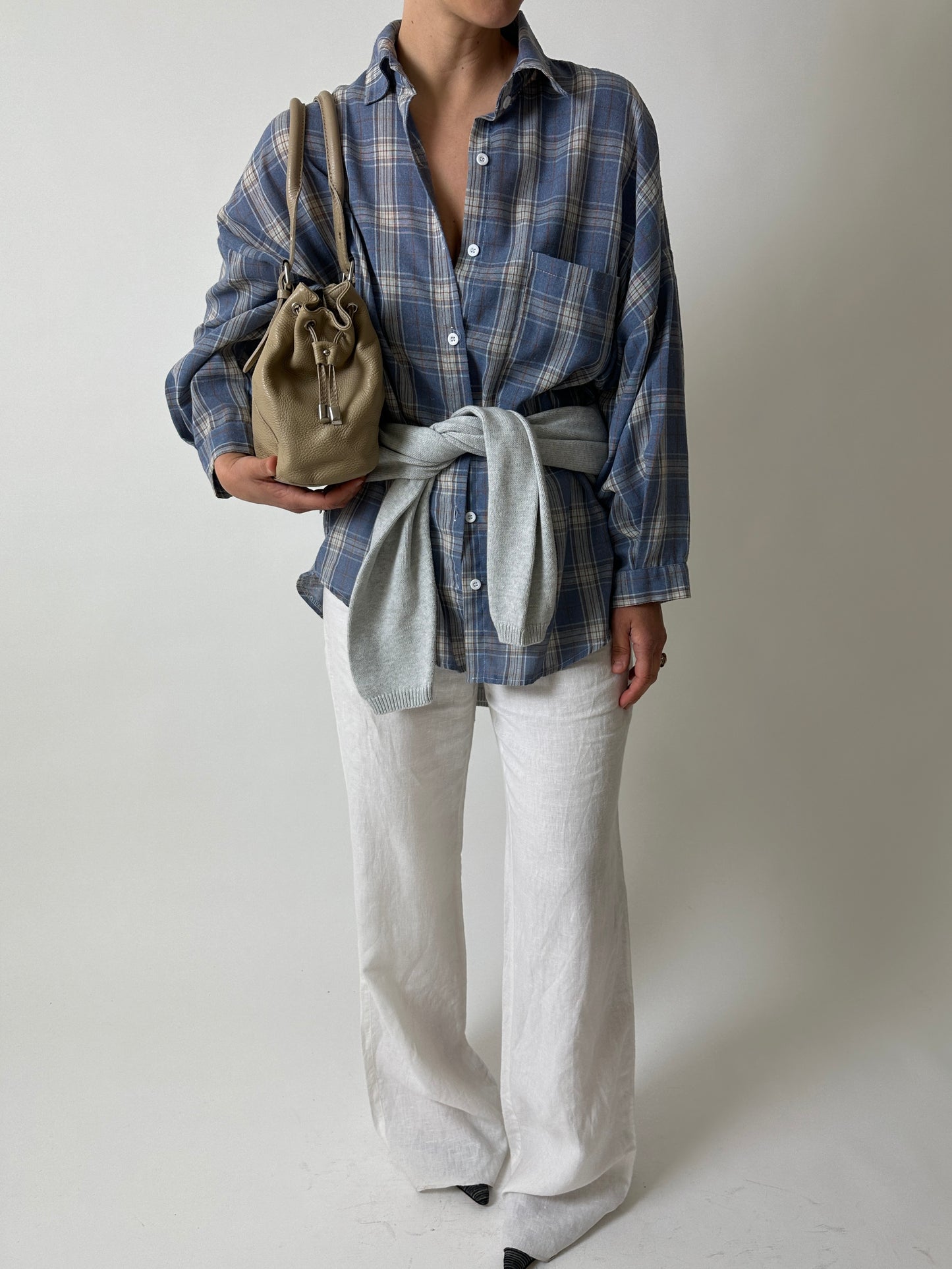 Relaxed checked shirt | Blue / ecru