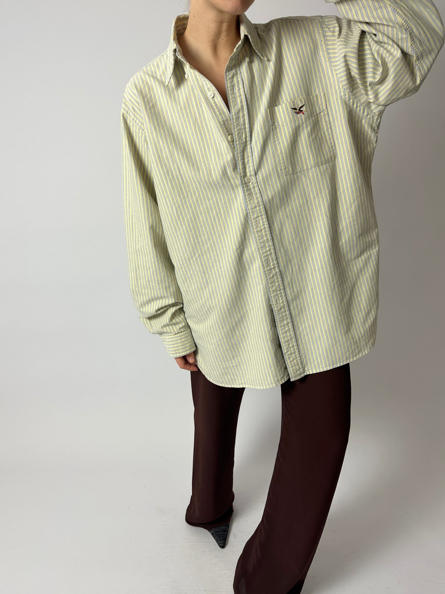 Oversized striped shirt | Butter /Blue