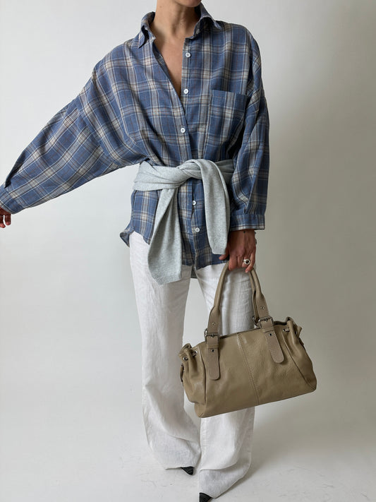 Relaxed checked shirt | Blue / ecru