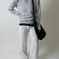 Cotton v-neck sweater | Soft grey