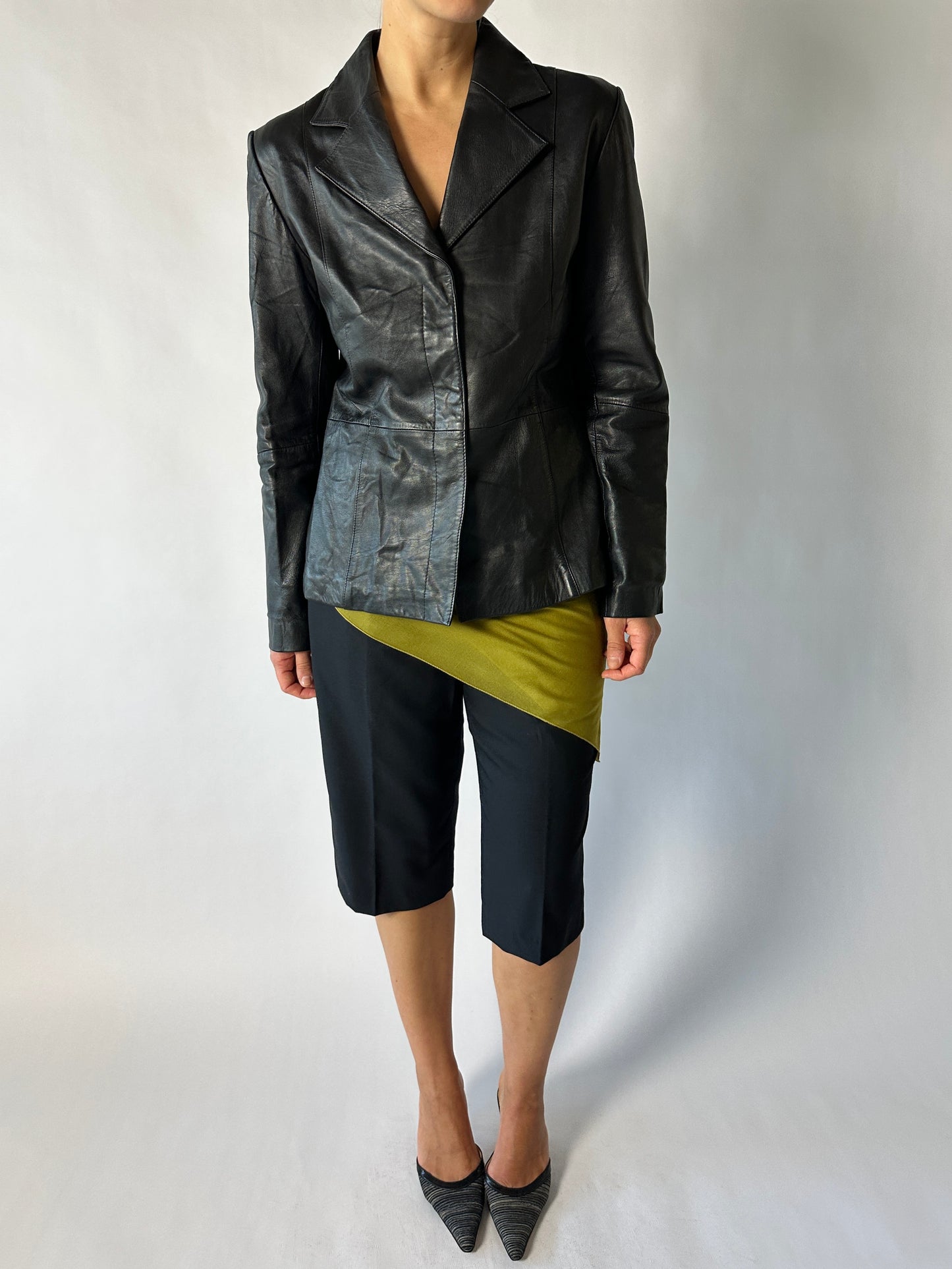 Leather blazer jacket | Black
