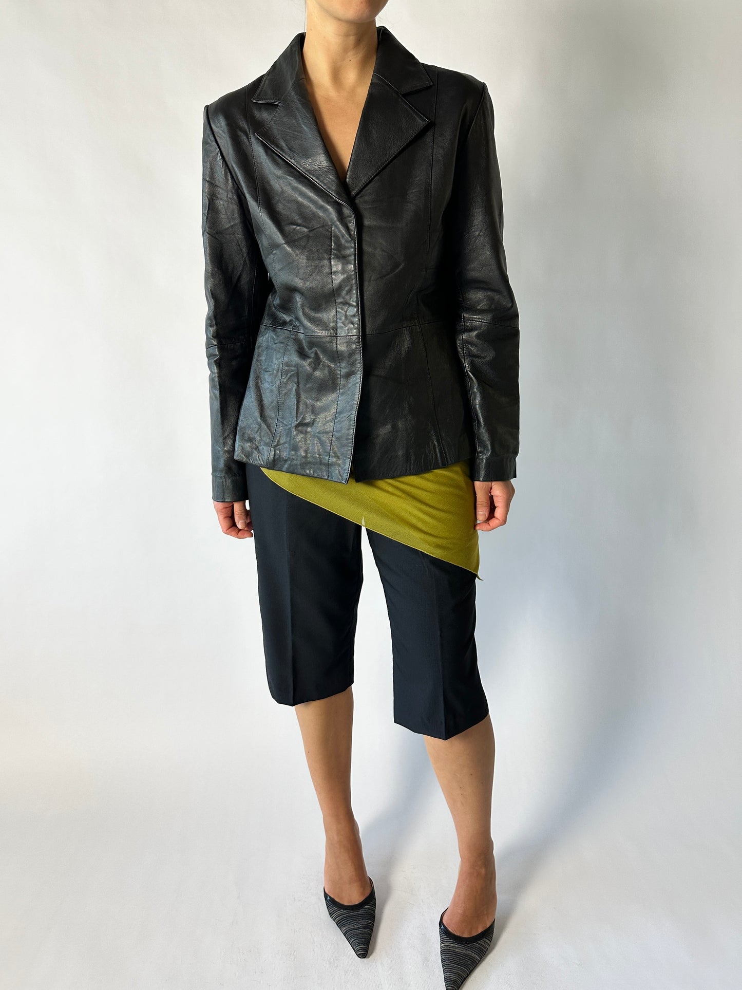 Leather blazer jacket | Black
