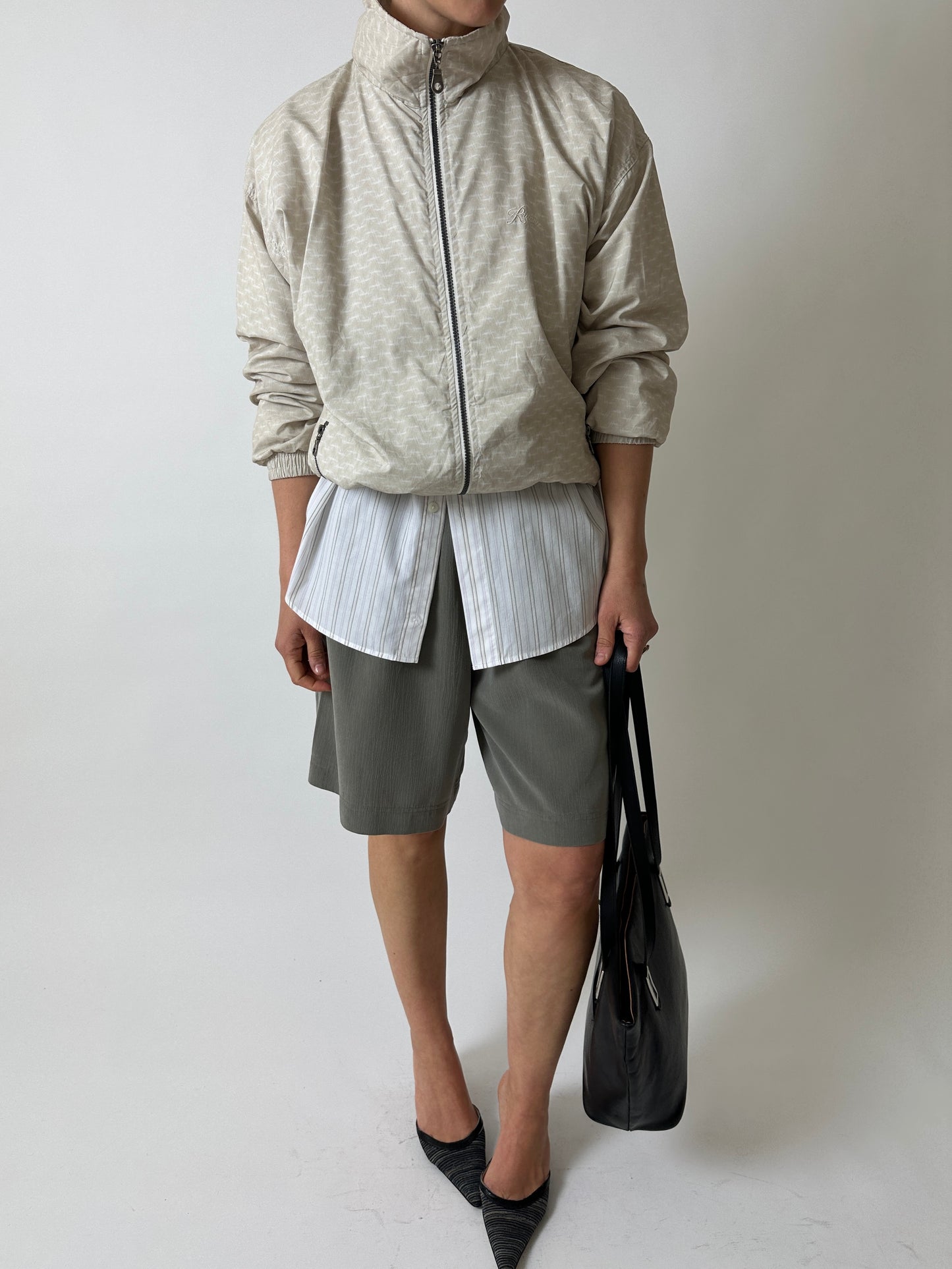Oversized striped shirt | White / pink