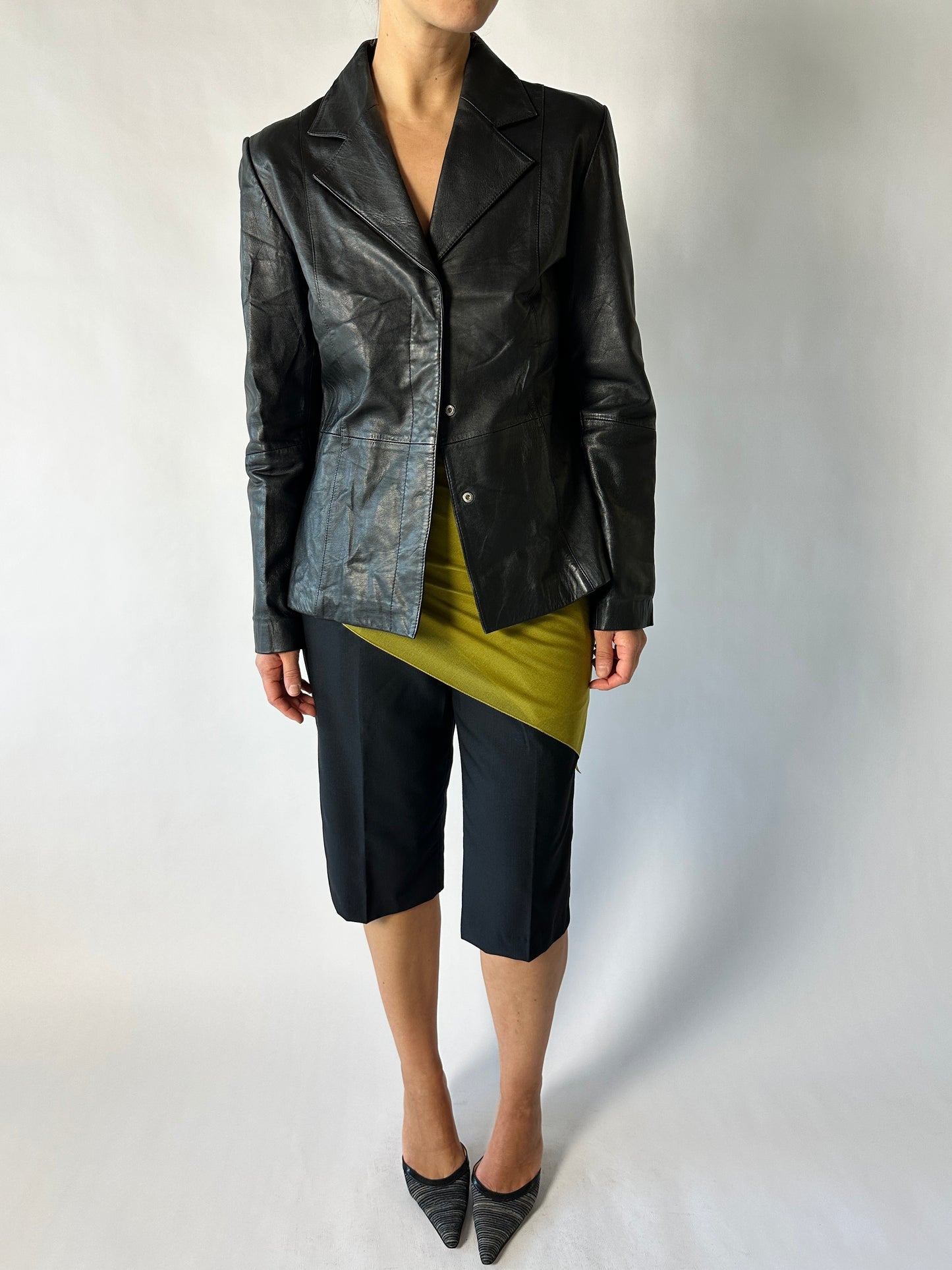 Leather blazer jacket | Black