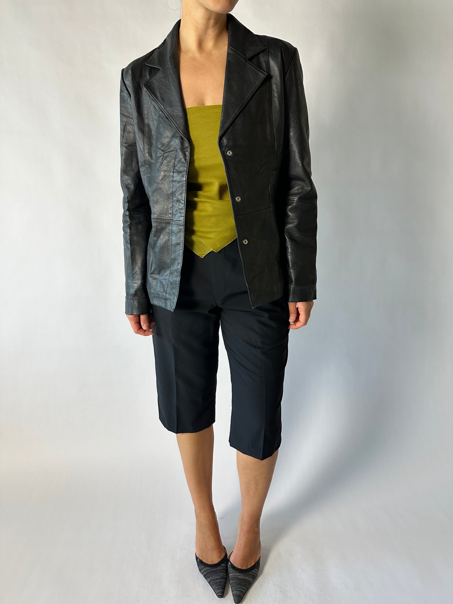 Leather blazer jacket | Black