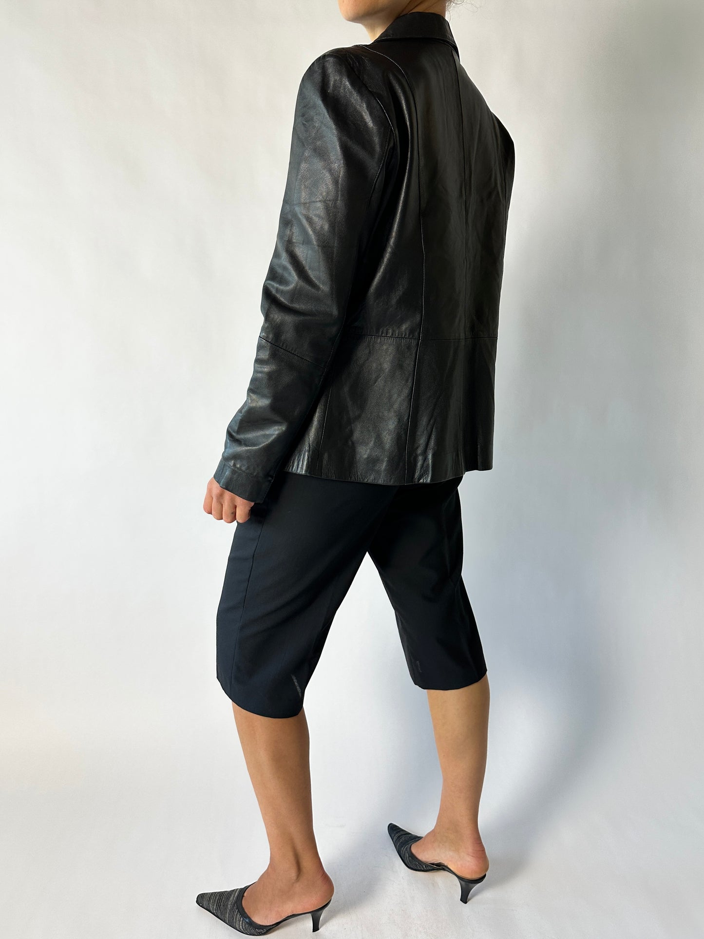 Leather blazer jacket | Black