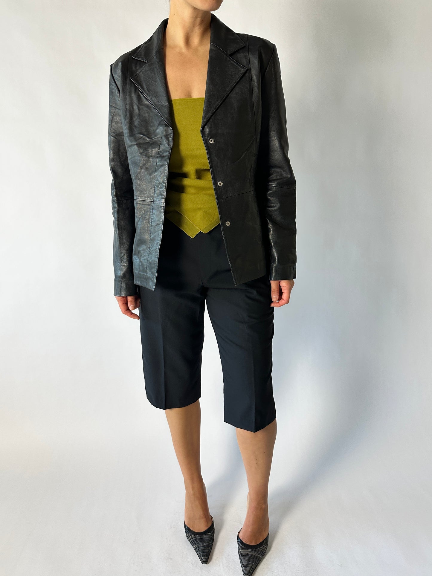 Leather blazer jacket | Black