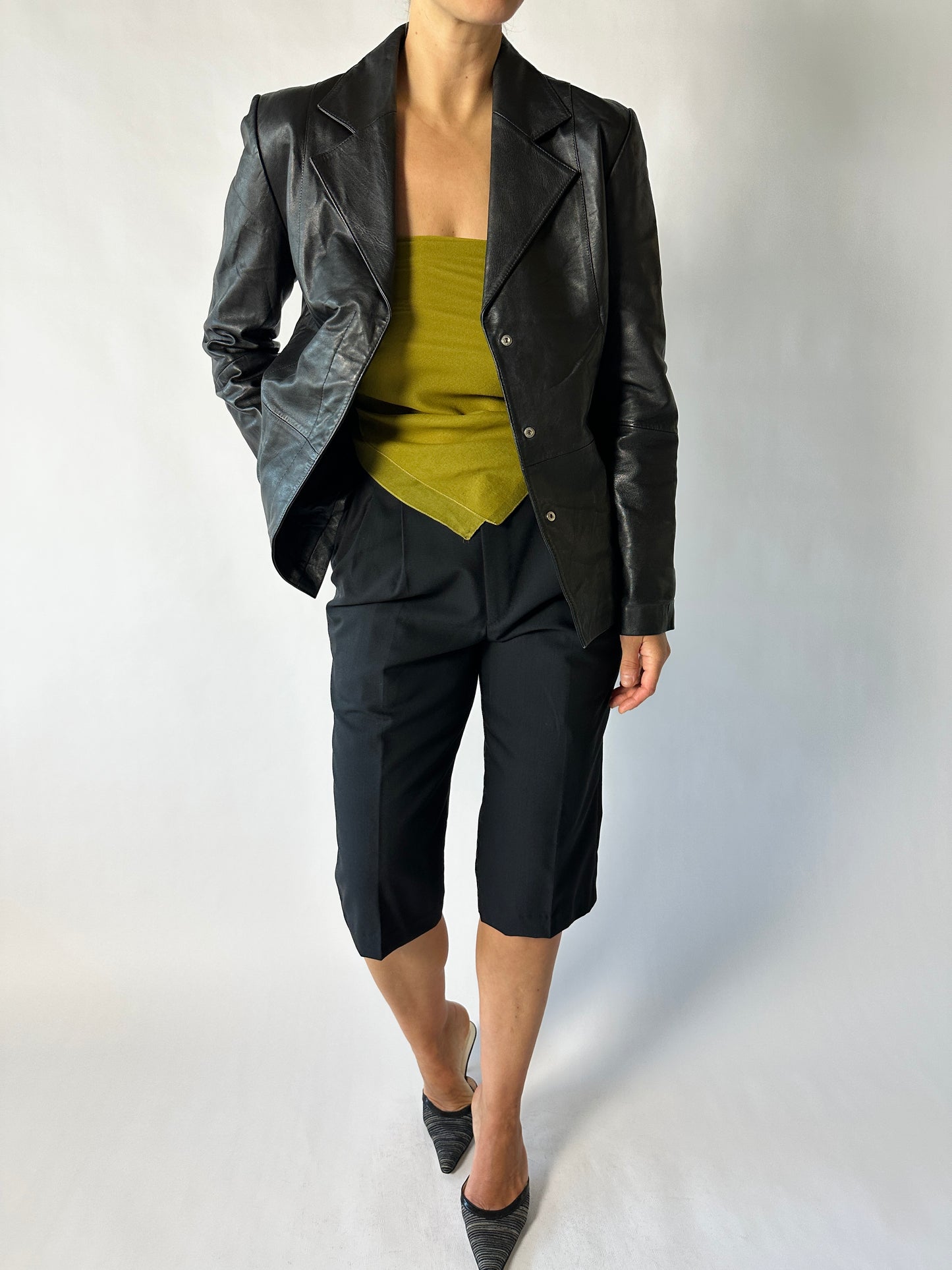Leather blazer jacket | Black