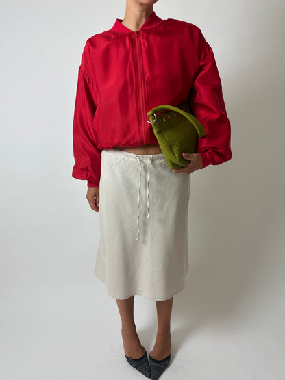 Silk bomber jacket | Bright red