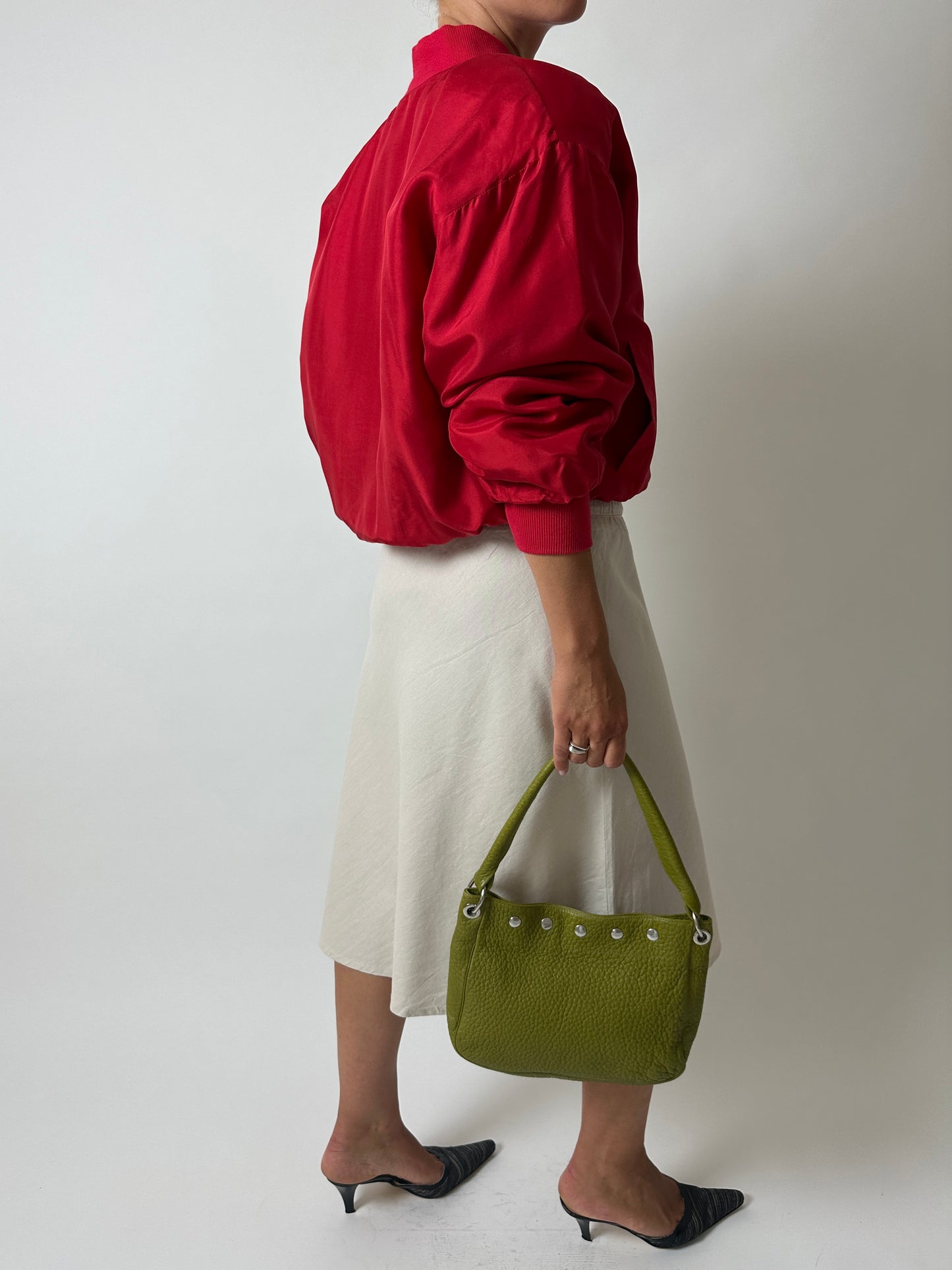 Leather shoulder bag | Toxic green