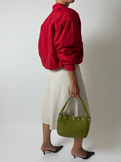 Leather shoulder bag | Toxic green