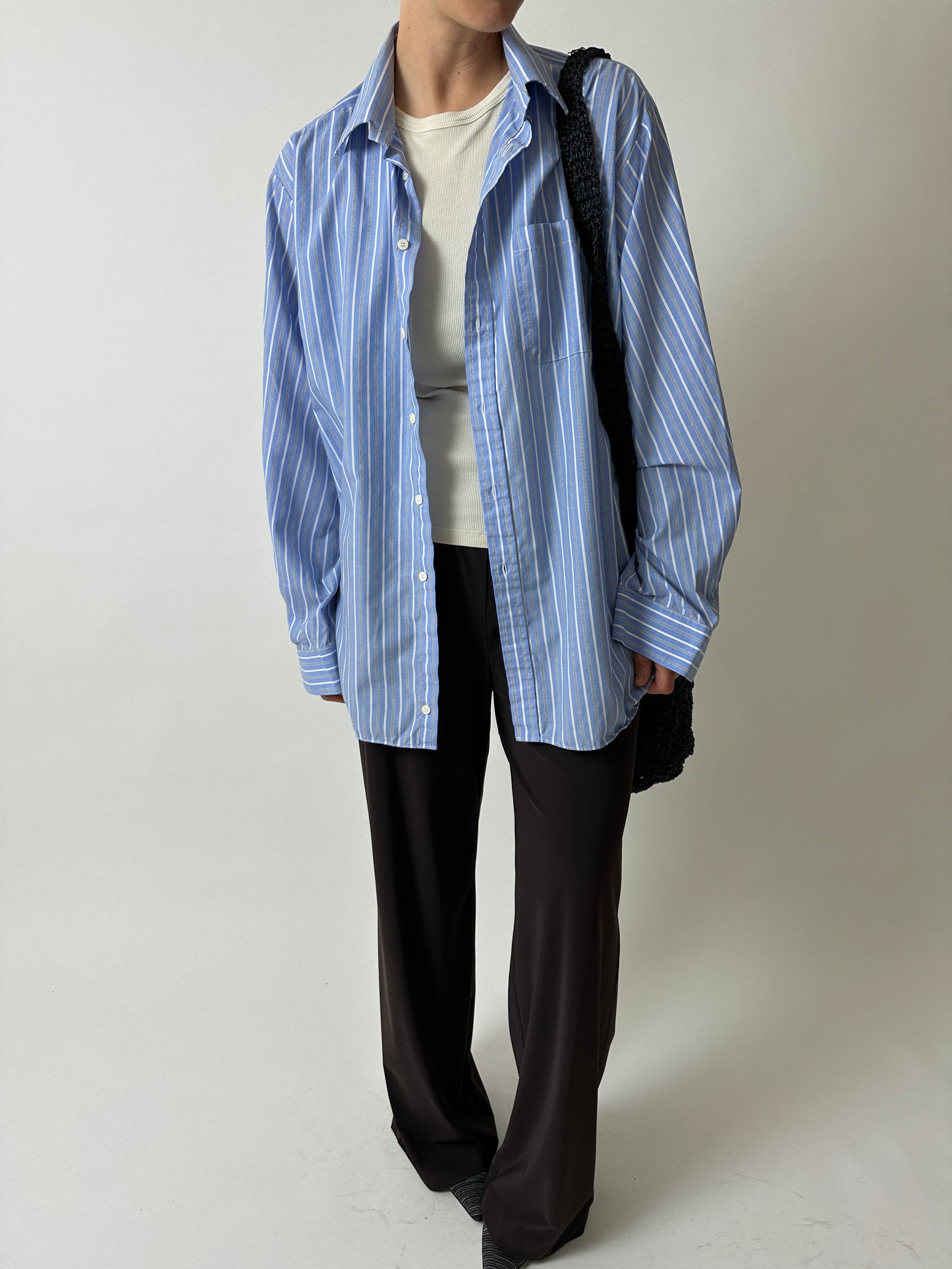 Oversized striped shirt | Blue / white