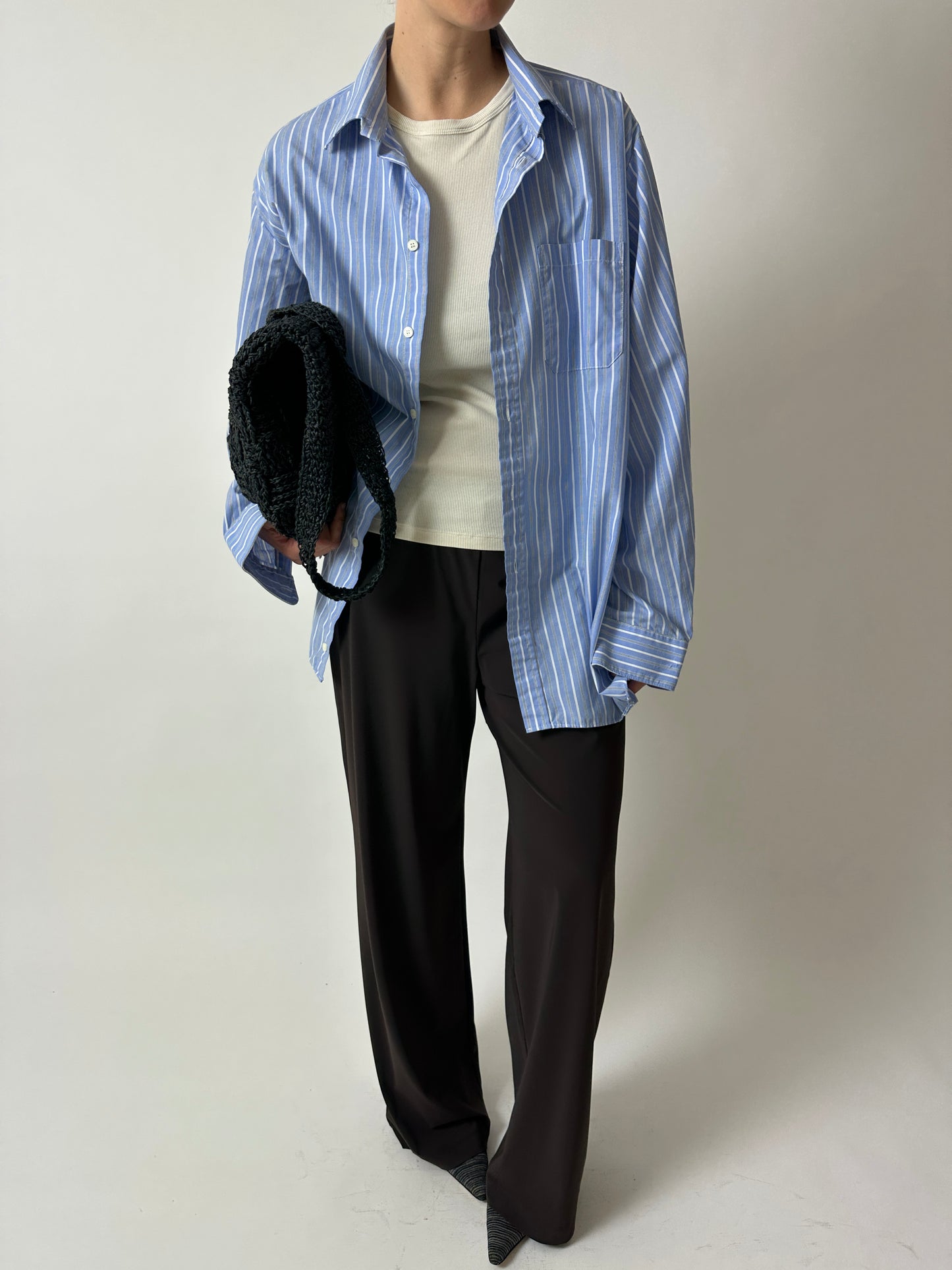 Oversized striped shirt | Blue / white