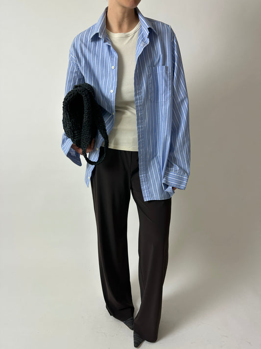 Oversized striped shirt | Blue / white