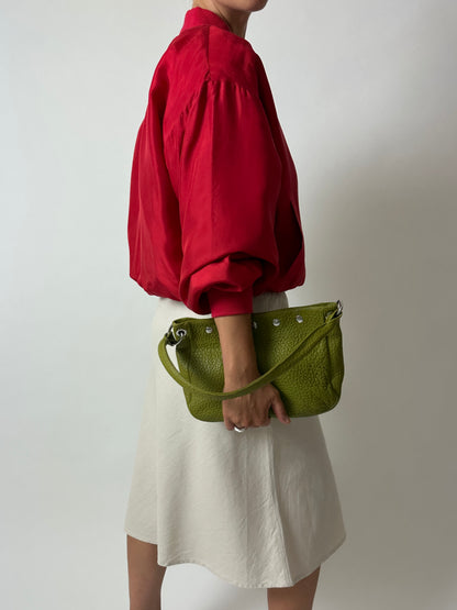 Leather shoulder bag | Toxic green