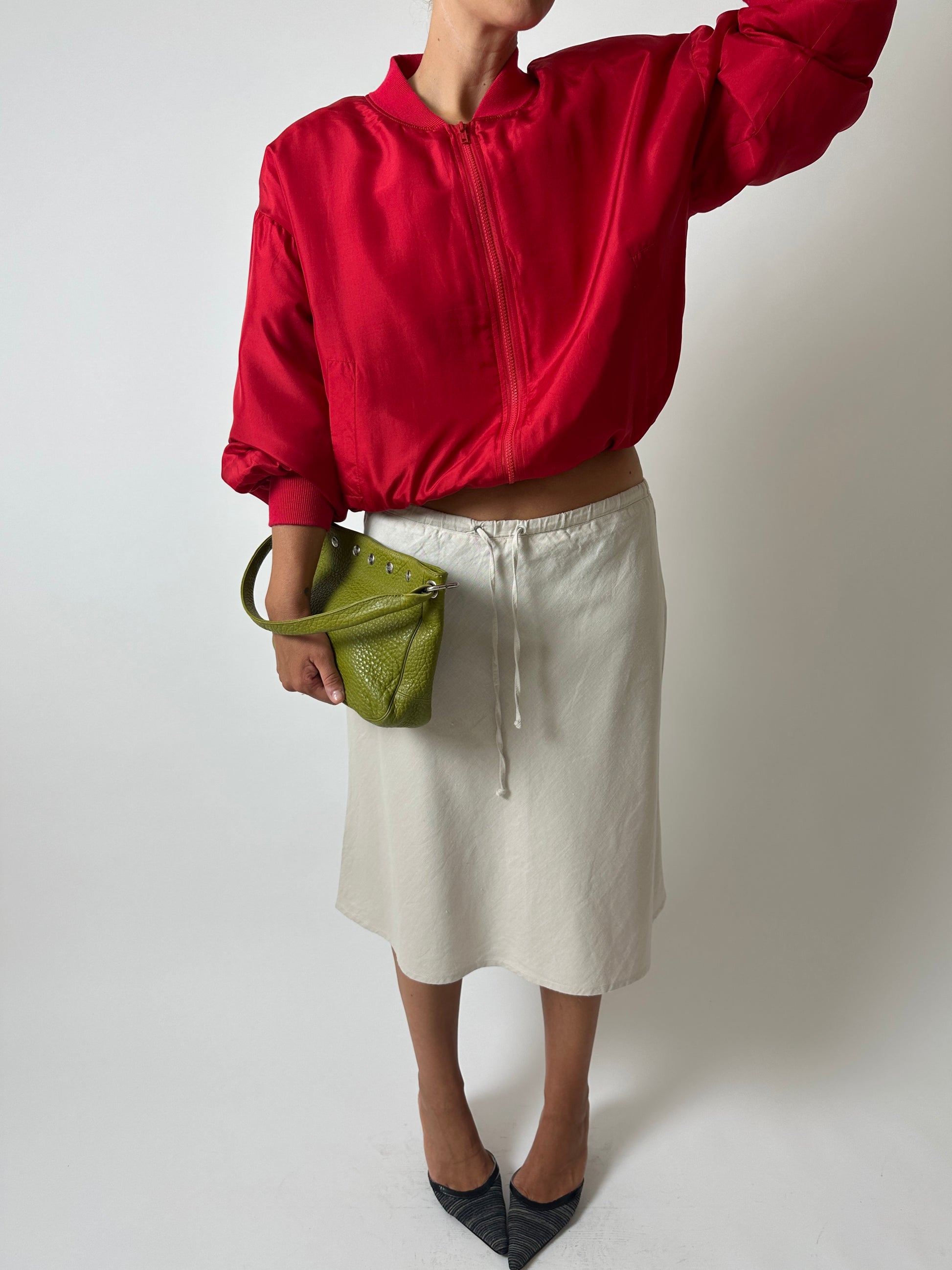 Vintage silk bomber jacket red