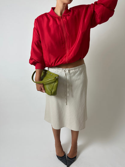 Vintage silk bomber jacket red