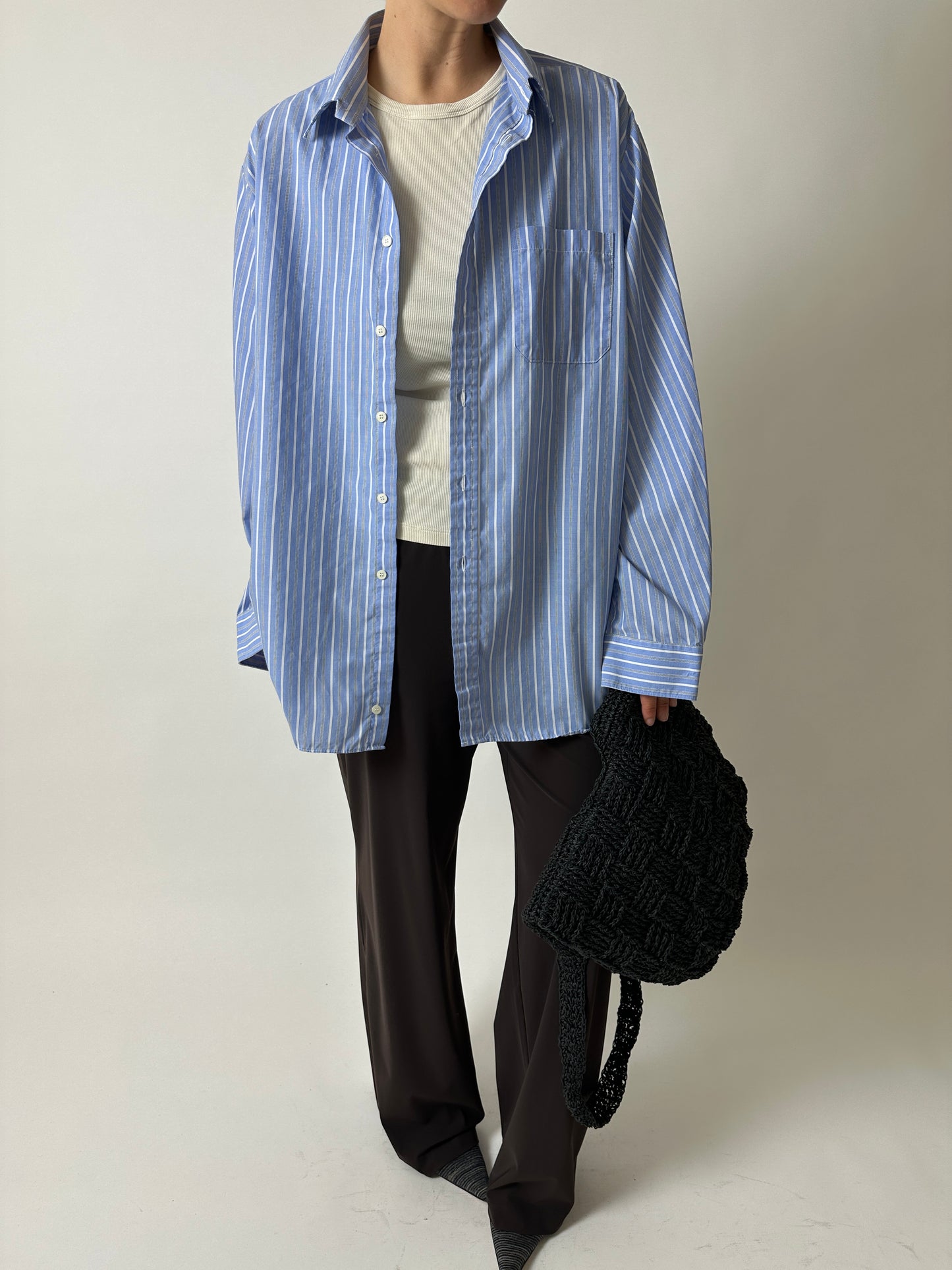 Oversized striped shirt | Blue / white