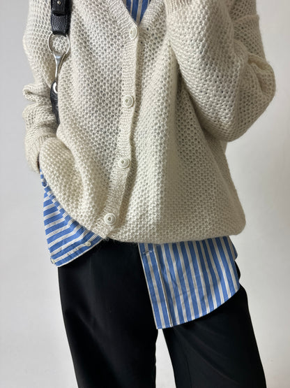 Handmade wool cardigan | Off-white