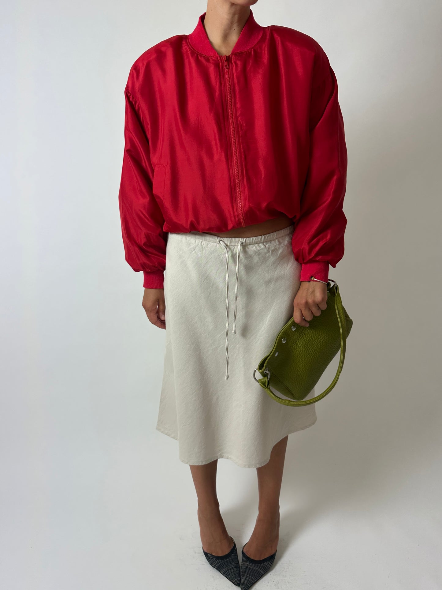 Silk bomber jacket | Bright red