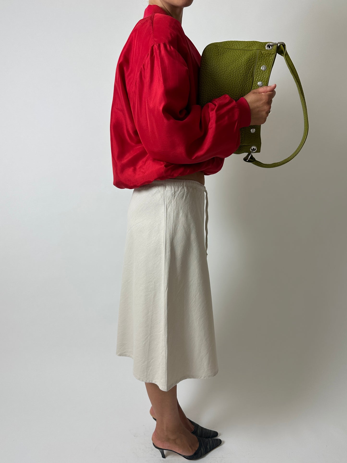 Linen midi skirt | Sand