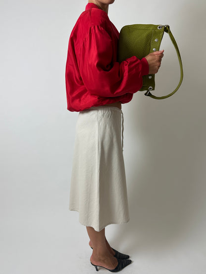 Linen midi skirt | Sand