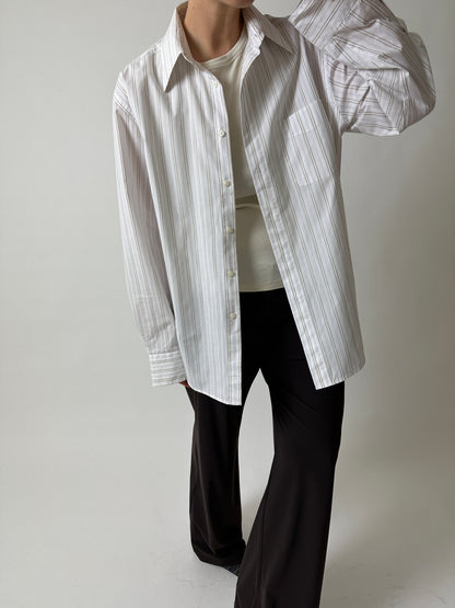 Oversized striped shirt | White / pink