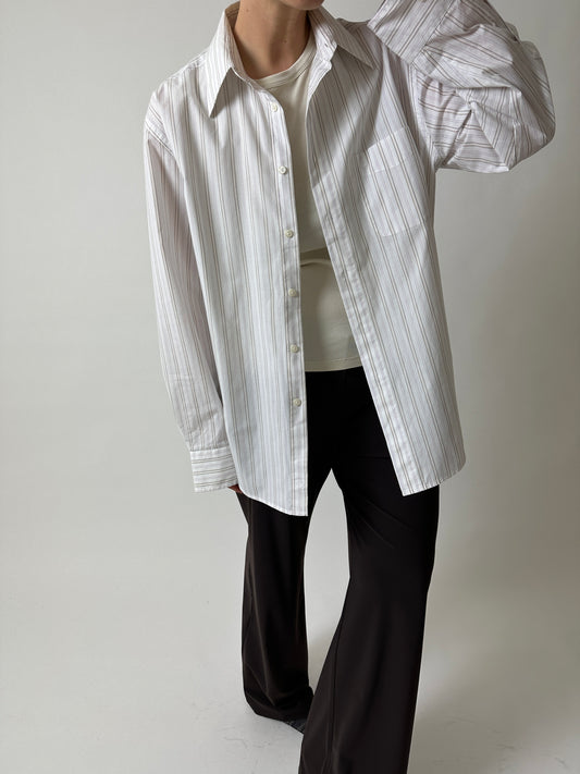 Oversized striped shirt | White / pink