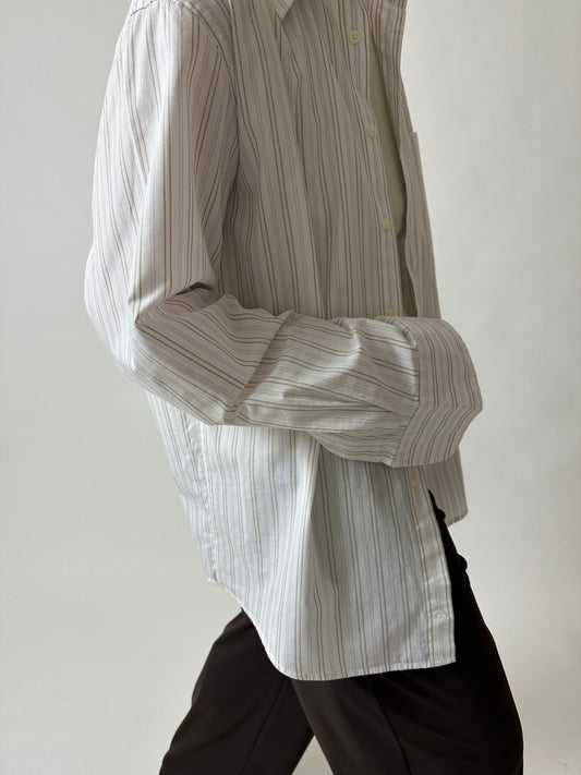 Oversized striped shirt | White / pink
