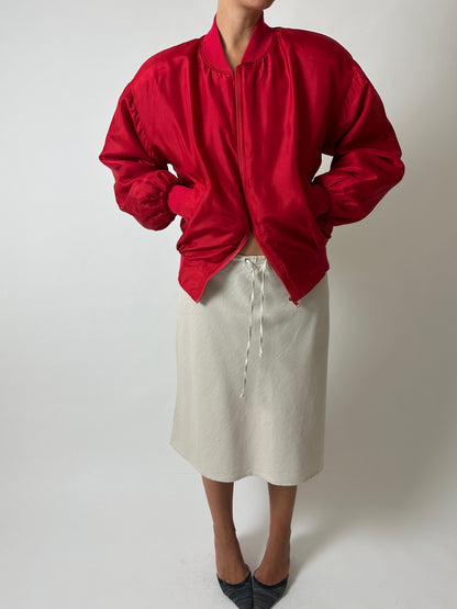 Silk bomber jacket | Bright red