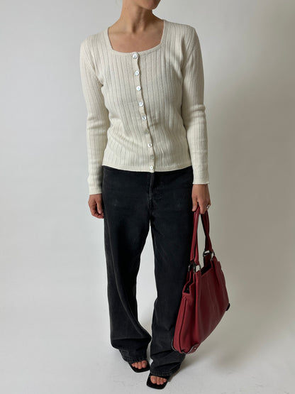 Wool cardigan | Soft ecru