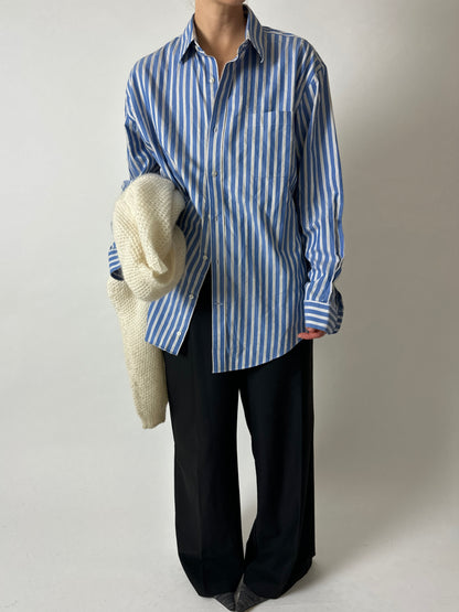 Oversized striped shirt | Blue / Off-white