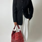 Collarless linen blend blazer | Black