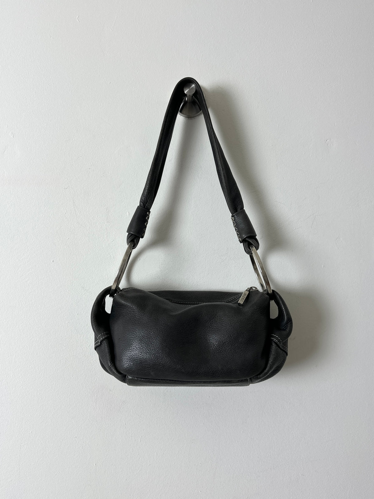 Leather shoulder bag | Brown grey