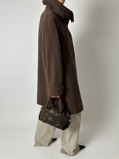 Leather hand bag | Dark brown