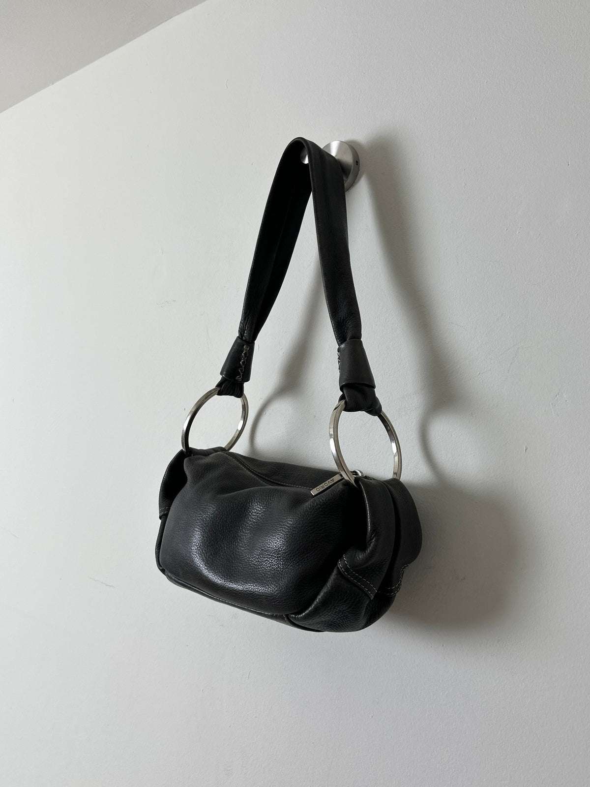 Leather shoulder bag | Brown grey