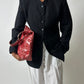 Collarless linen blend blazer | Black
