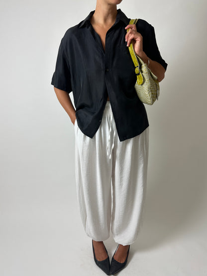 Boxy silk blouse | Black