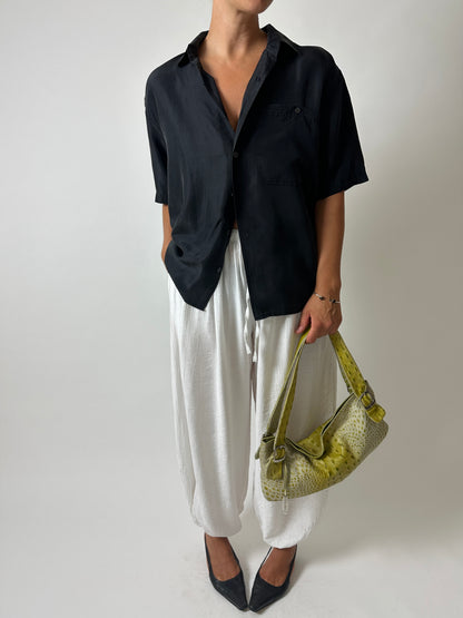 Boxy silk blouse | Black
