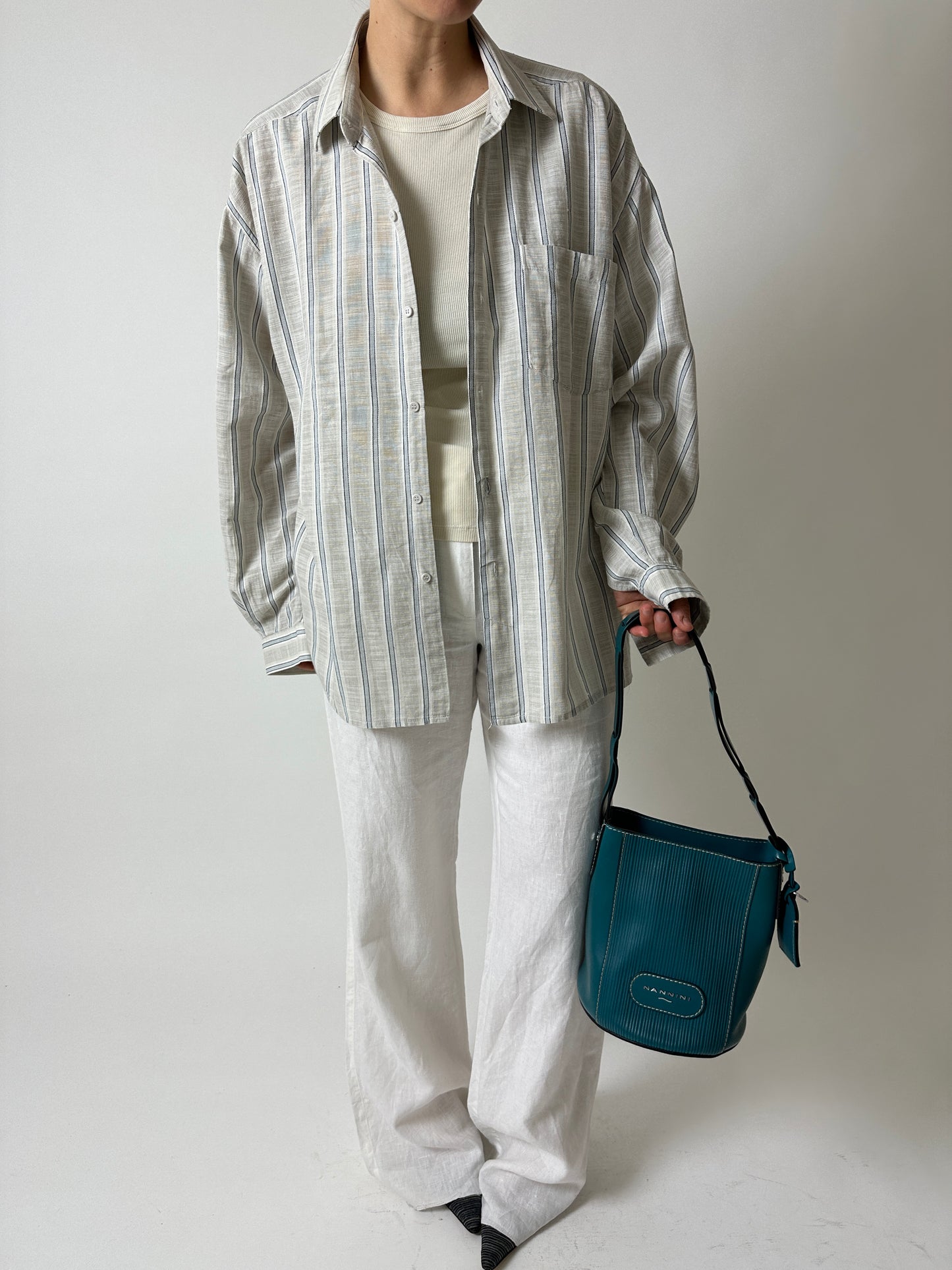 Leather bucket bag | Dark turquoise