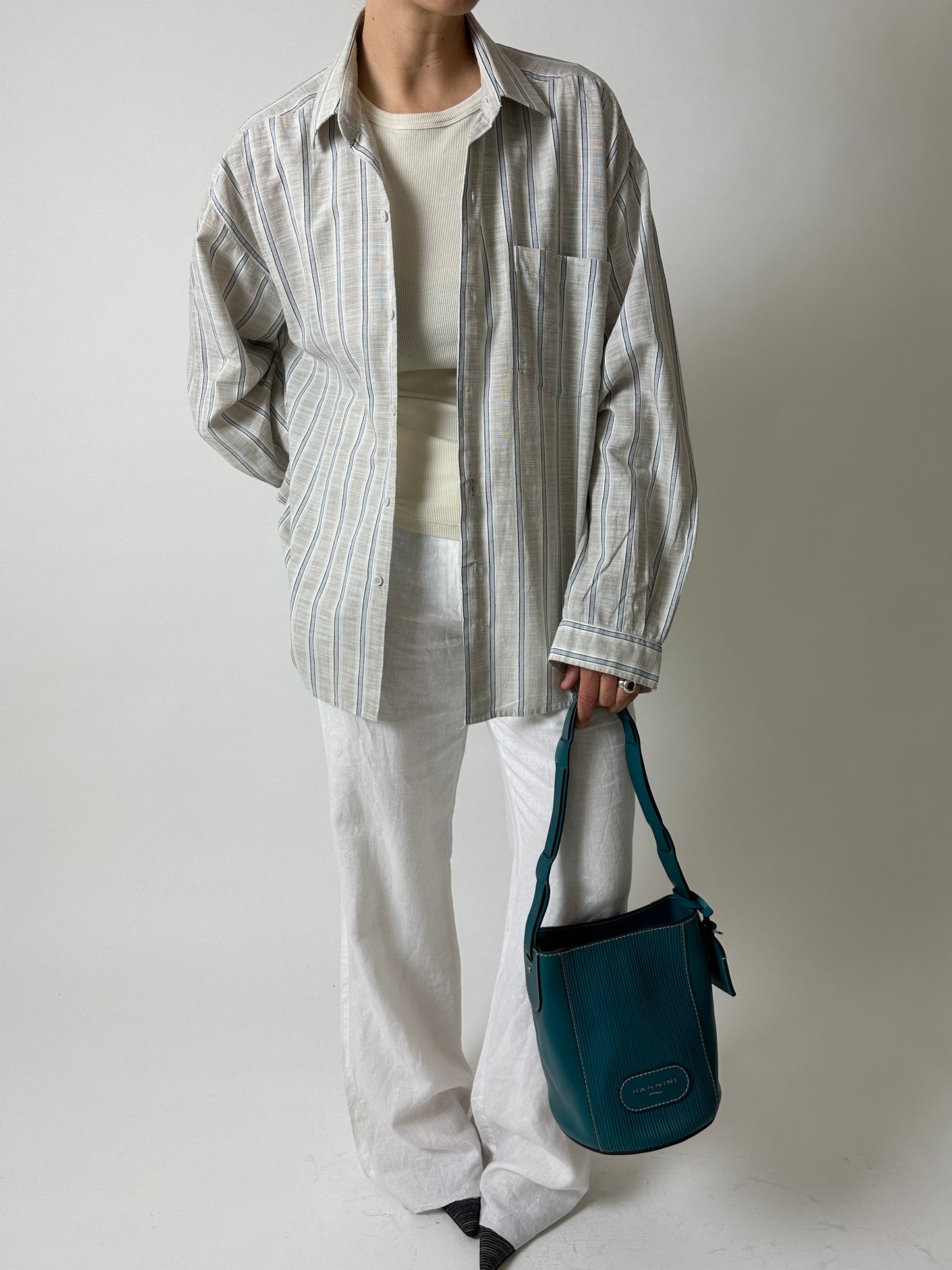 Relaxed striped shirt | Stone / Blue