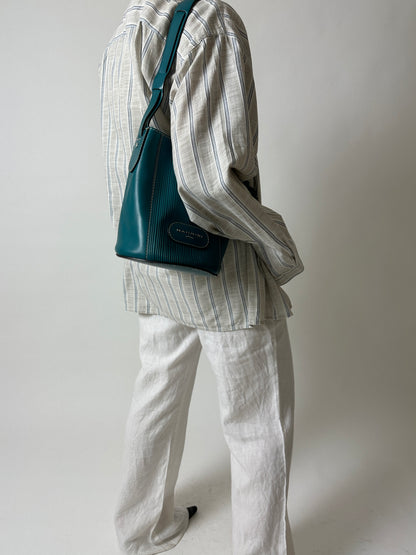 Leather bucket bag | Dark turquoise